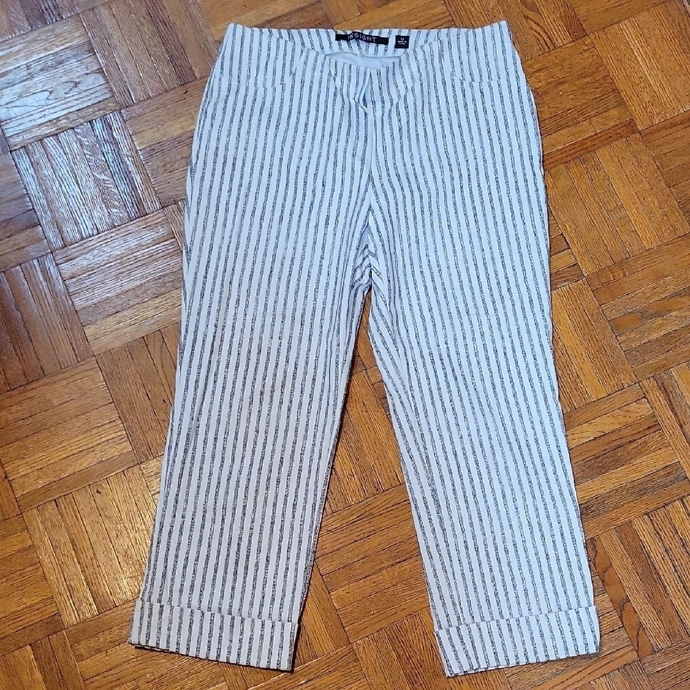 Insight Cropped Black & White Stripe Cuffed Pants Size 10